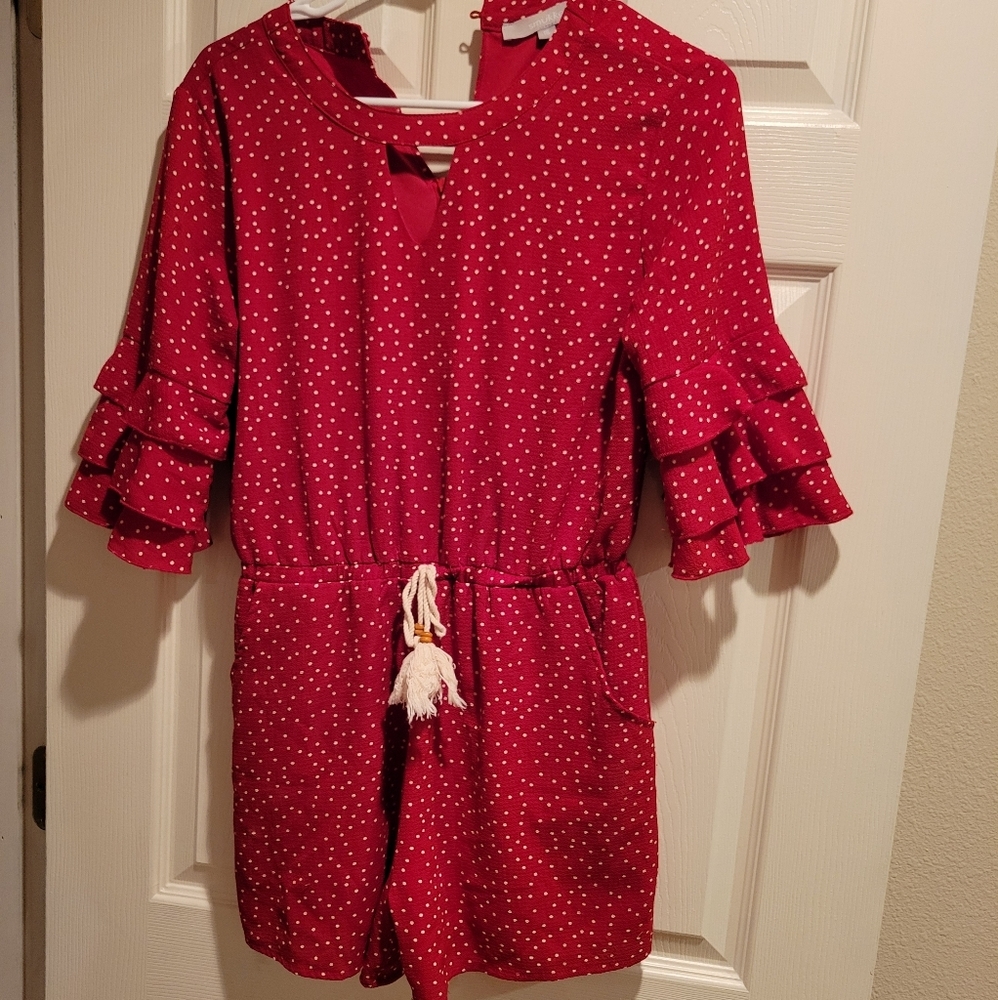 Red and White Polka Dot Romper